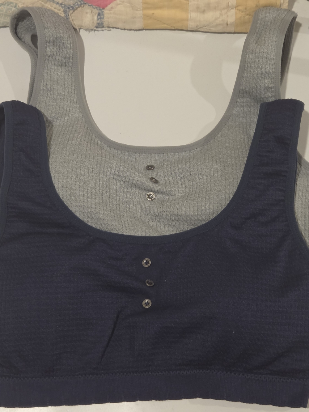 Lucky Brand Navy and Gray Ribbed Scoop Bralette Duo - XL